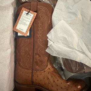 Lucchese Brown Ostrich-Embossed Western Boots